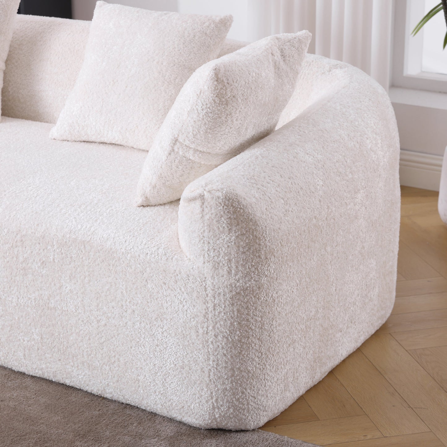 Boucle Sofa 3 Seater for Living Room Oversized Comfy Sofa L-Shape Sofa