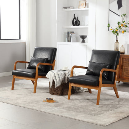 Modern Accent Chair, Solid Wood Padding Lounge Armchairs With One