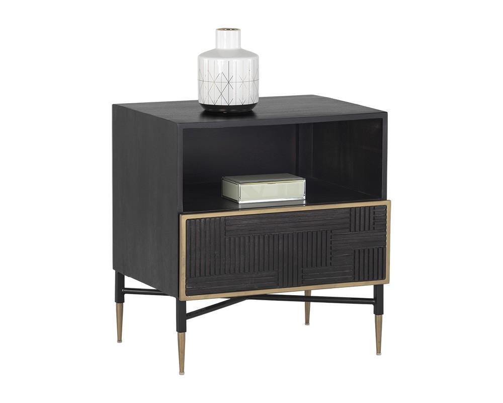 Markwood Nightstand - Brass - Dark Brown