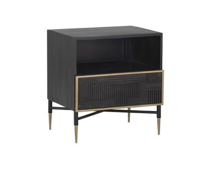 Markwood Nightstand - Brass - Dark Brown