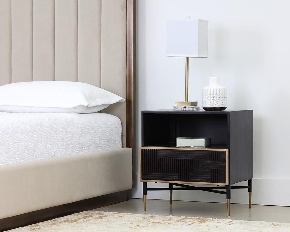 Markwood Nightstand - Brass - Dark Brown