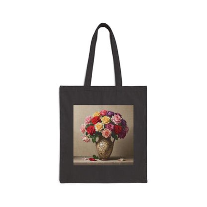 Floral Canvas Tote Bag - Elegant Flower Vase Design - BoKy Atelier