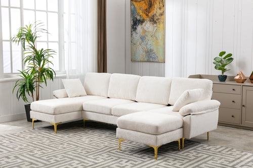 U-shape sectional sofa  with Ottoman , Reversible Sofa Couch for