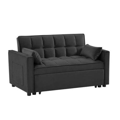 Modern Velvet Loveseat Futon Sofa Couch W  Pullout Bed,Small Love Seat