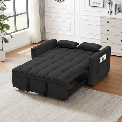 Modern Velvet Loveseat Futon Sofa Couch W  Pullout Bed,Small Love Seat