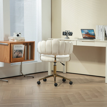 Velvet Home Office Desk Chair, Modern Cute Computer Chair, Wheels