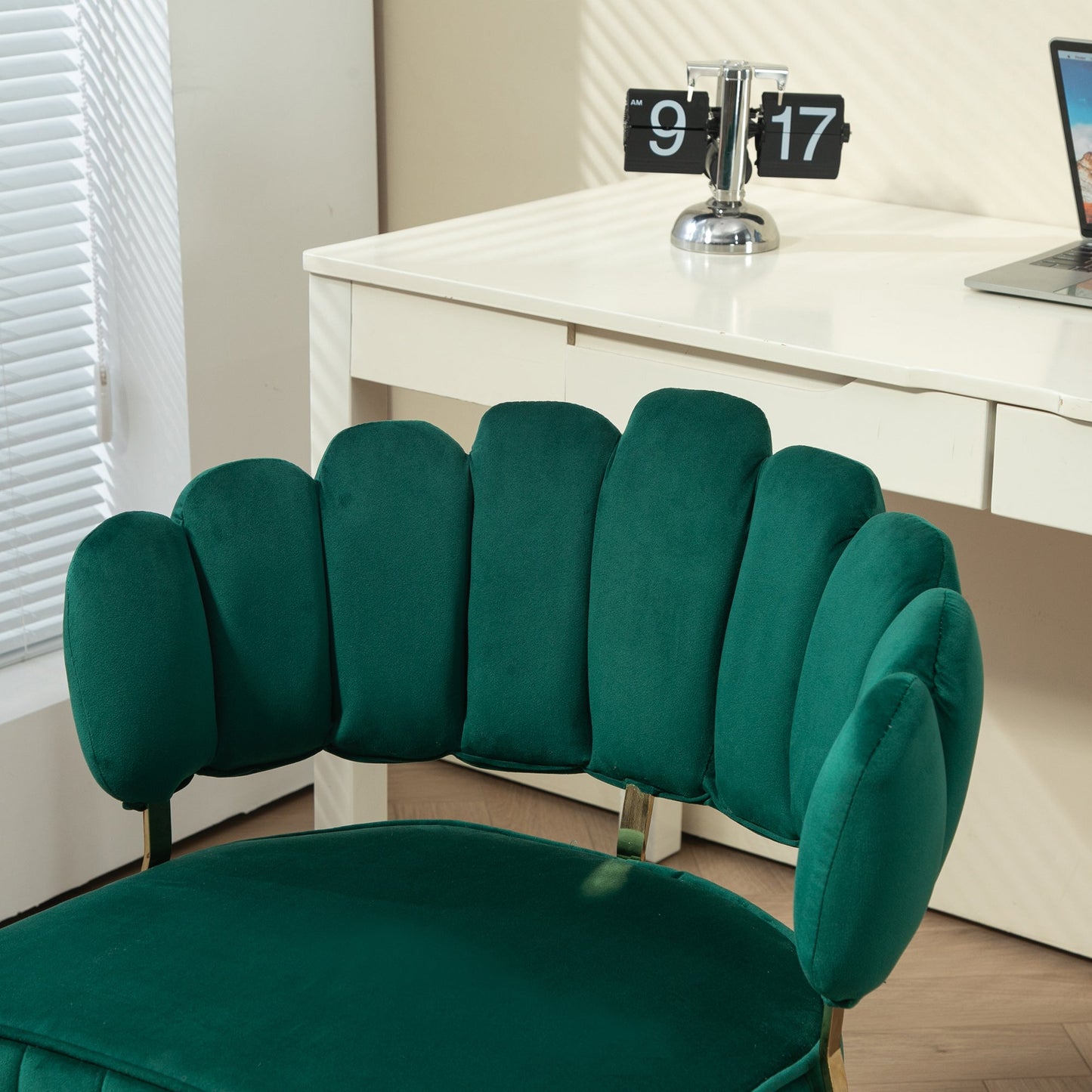 Velvet Home Office Desk Chair, Modern Cute Computer Chair, Wheels