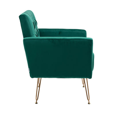 Velvet Armchair Single Sofa Modern Tufted Upholstered Side Reading