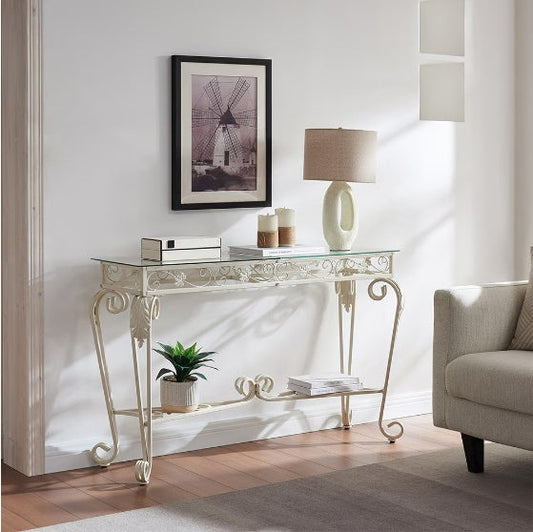 Modern Tempered Glass Metal Frame Table Table