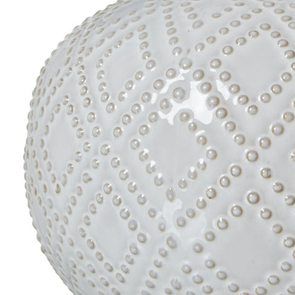 Squat White Beaded Ceramic Lamp