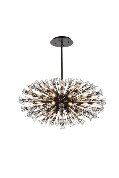 Vera 42 inch crystal starburst oval pendant in black