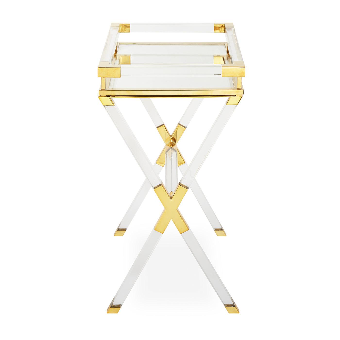 Jacques Tray Table, Clear/Brass