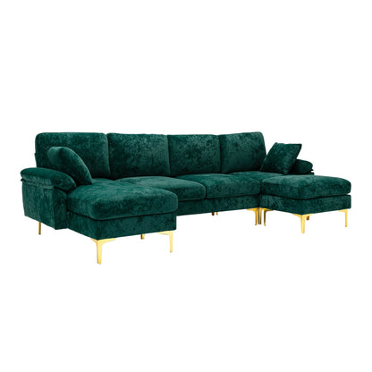 U-shape sectional sofa  with Ottoman , Reversible Sofa Couch for