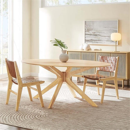 EEI-3849-OAK Crossroads 71" Oval Wood Dining Table, Oak