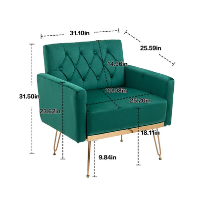 Velvet Armchair Single Sofa Modern Tufted Upholstered Side Reading