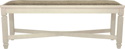 Bolanburg French Country Upholstered Dining Room Bench, Antique White