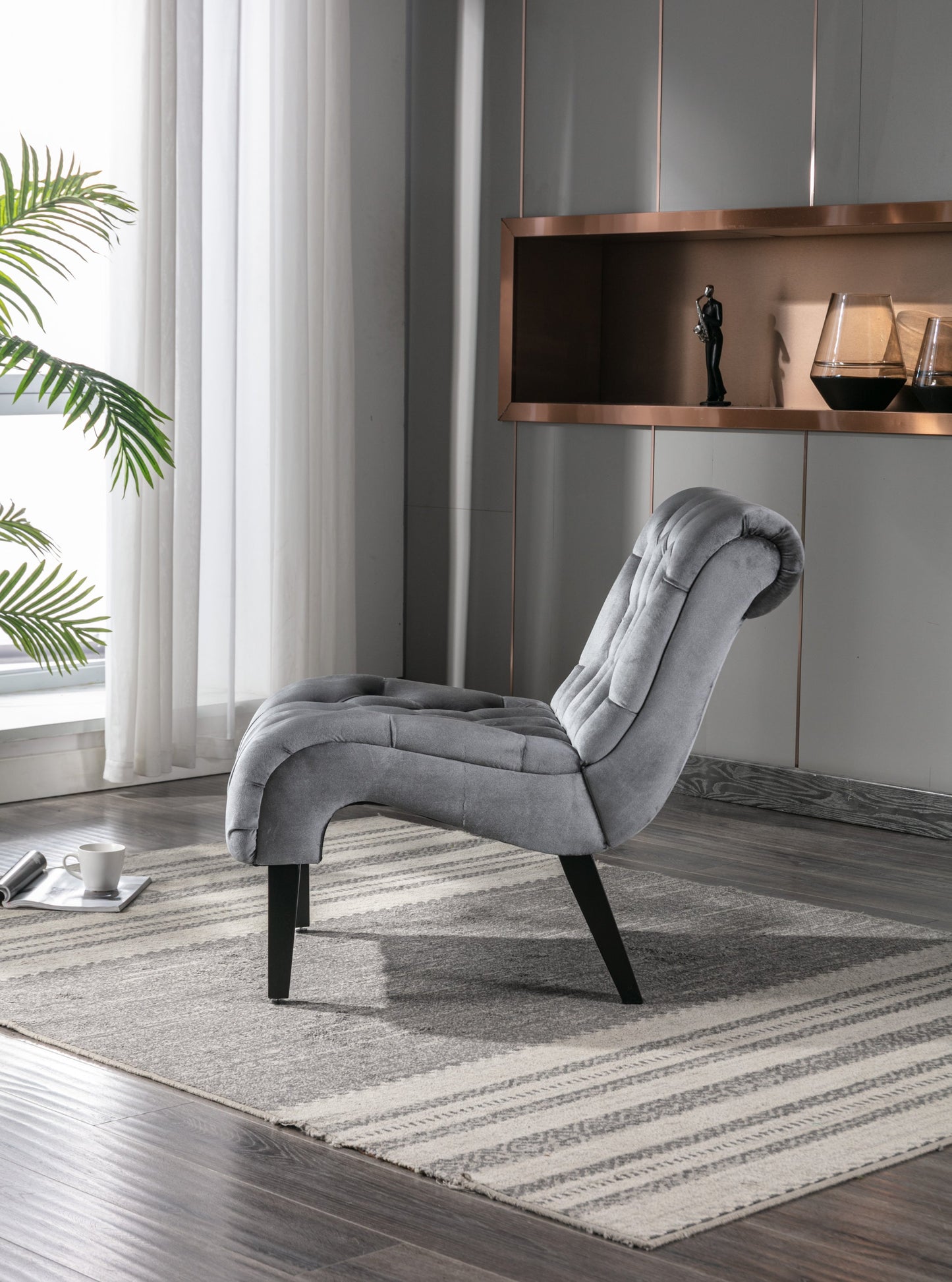 Modern Velvet Armless Accent Living Room Chair / Leisure