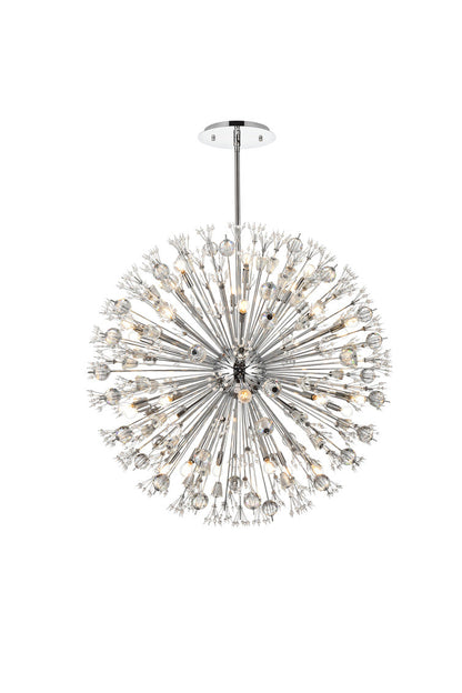 Vera 38 inch crystal starburst round pendant in chrome