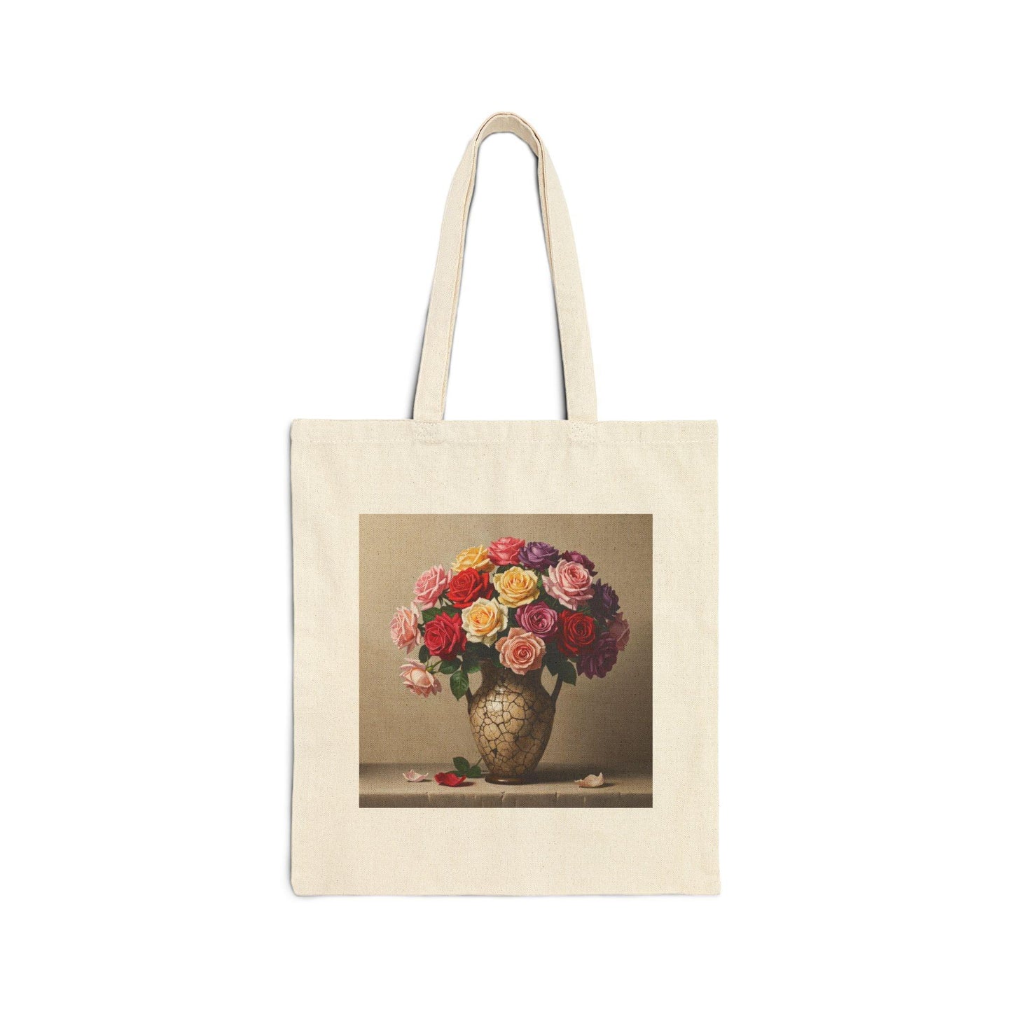 Floral Canvas Tote Bag - Elegant Flower Vase Design - BoKy Atelier