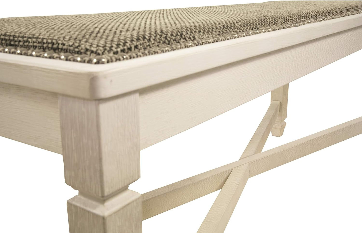 Bolanburg French Country Upholstered Dining Room Bench, Antique White