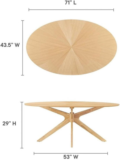 EEI-3849-OAK Crossroads 71" Oval Wood Dining Table, Oak