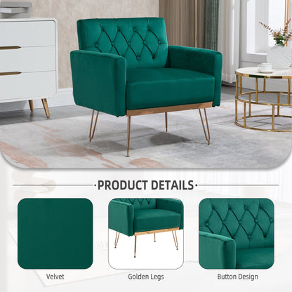 Velvet Armchair Single Sofa Modern Tufted Upholstered Side Reading