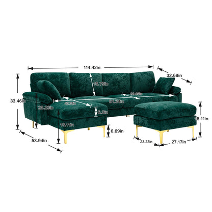 U-shape sectional sofa  with Ottoman , Reversible Sofa Couch for