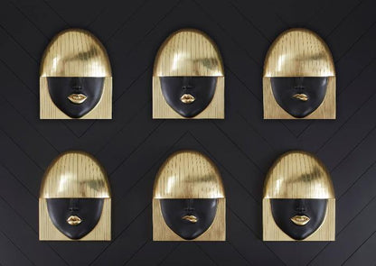 Fashion Faces Wall Art Large, Pout, Black and Gold Leaf