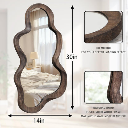 Unique Cloud Wood Frame Asymmetrical Mirrors for Wall A Modern