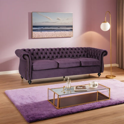 3-seater Purple Velvet Sofa