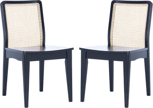 Home Collection Benicio Black/Natural Rattan Dining Chair (Set of 2)