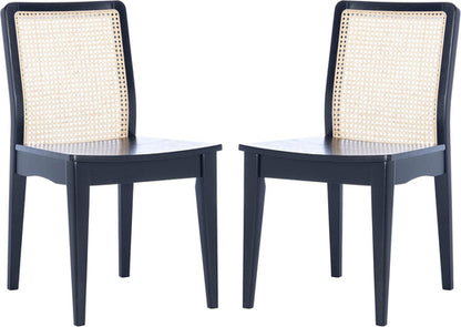 Home Collection Benicio Black/Natural Rattan Dining Chair (Set of 2)