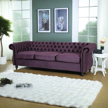 3-seater Purple Velvet Sofa