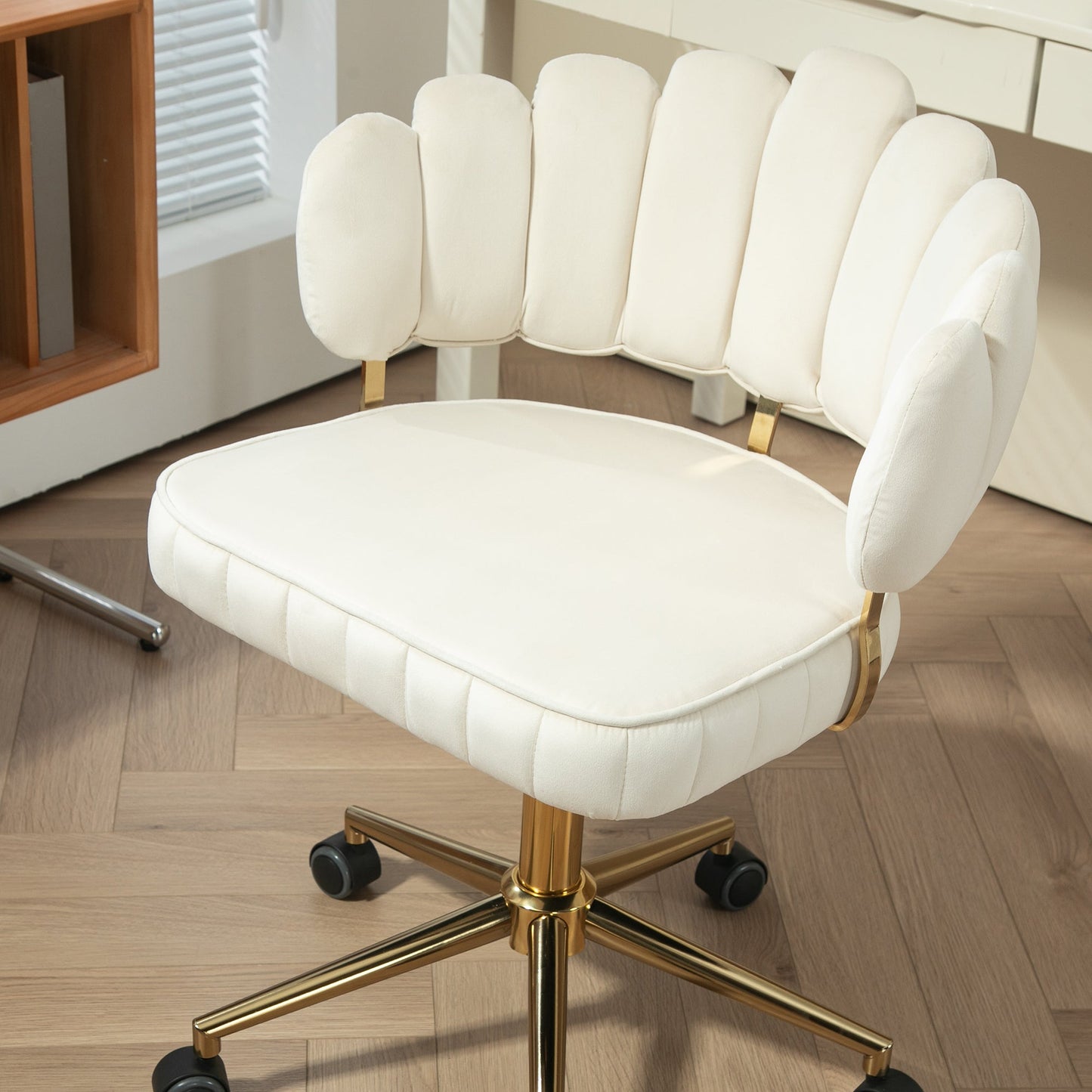 Velvet Home Office Desk Chair, Modern Cute Computer Chair, Wheels