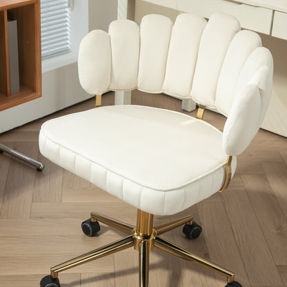 Velvet Home Office Desk Chair, Modern Cute Computer Chair, Wheels