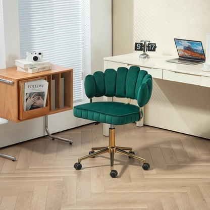 Velvet Home Office Desk Chair, Modern Cute Computer Chair, Wheels