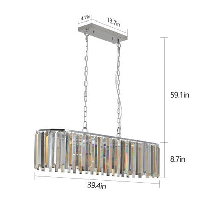 Modern Oval Crystal Chandelier Luxury Home Decor Fixtures - No Bulbs