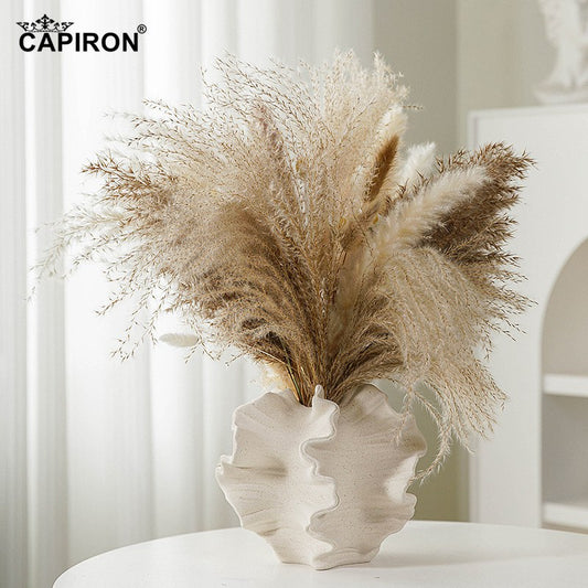 CAPIRON Ceramic Coral Vase Nordic Art Beige Matte Container for Flower