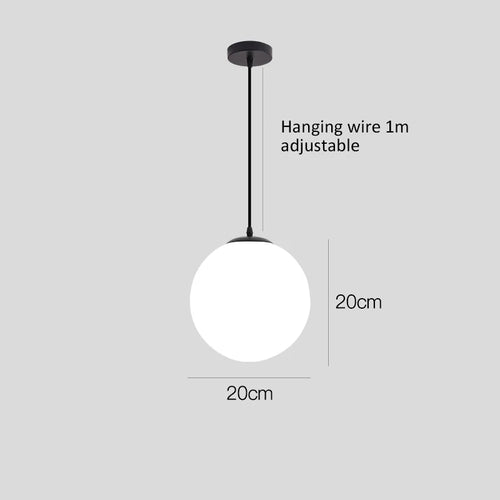 Gold/Black Glass Ball Pendant Lights White Globe Hanging Lamps Bar