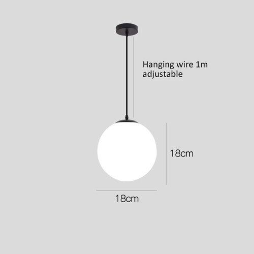 Gold/Black Glass Ball Pendant Lights White Globe Hanging Lamps Bar