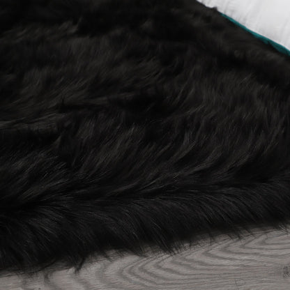 Cozy Ultra Soft Fluffy Faux Fur Black Area Rug