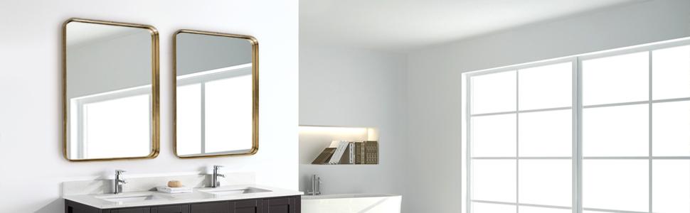 Gold Bathroom Hanging Mirror, 22"x30”