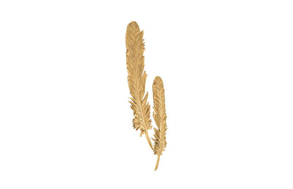 Feathers Wall Art Small, Gold Leaf, Set of 2