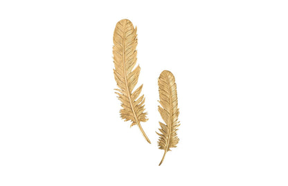 Feathers Wall Art Small, Gold Leaf, Set of 2