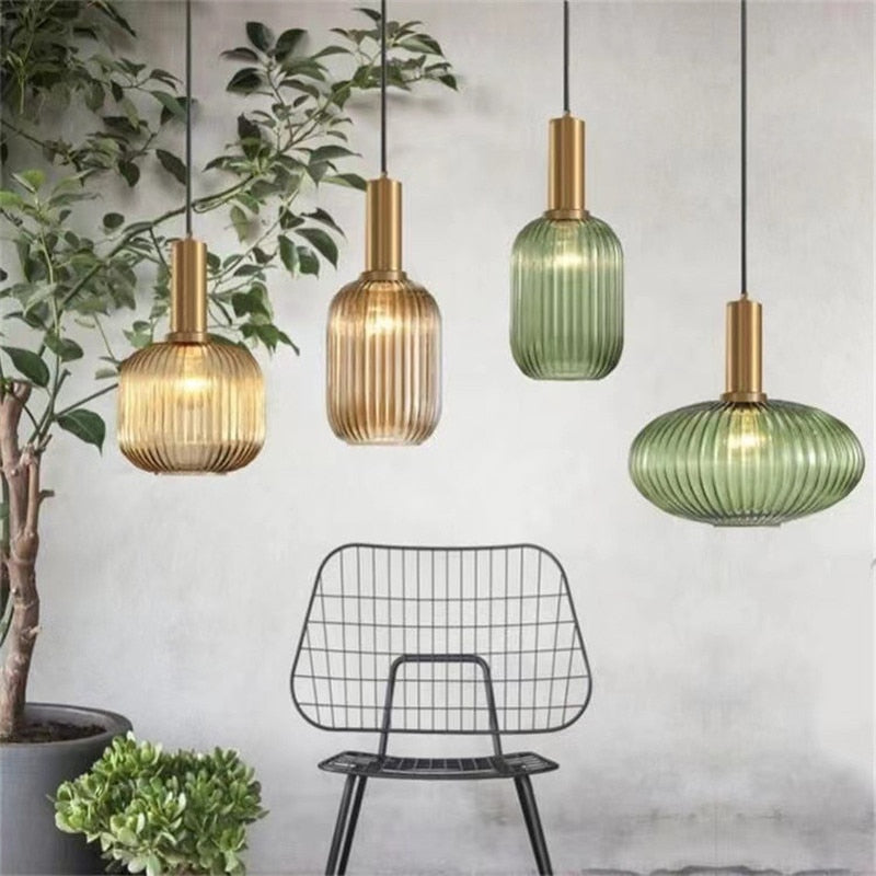 Retro restaurant colorfull glass pendant lights Creative living room