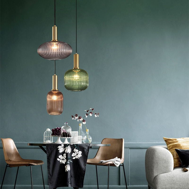 Retro restaurant colorfull glass pendant lights Creative living room