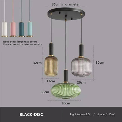 Retro restaurant colorfull glass pendant lights Creative living room