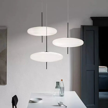 Modern Flying Saucer Pendant Lights LED Minimalist Black White Hanging