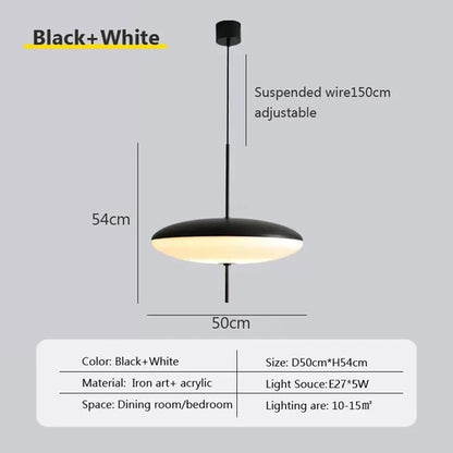 Modern Flying Saucer Pendant Lights LED Minimalist Black White Hanging