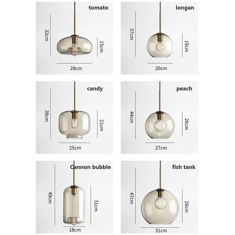 Modern loft hanging Glass Pendant Light industrial lustre decor Lights